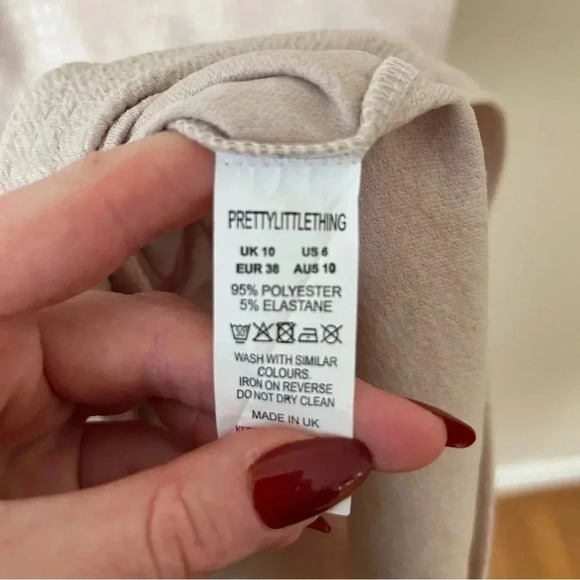 PrettyLittleThing Neutral Ivory Bodycon Mini Sleeveless Shimmer Dress Size 6 - Picture 4 of 6